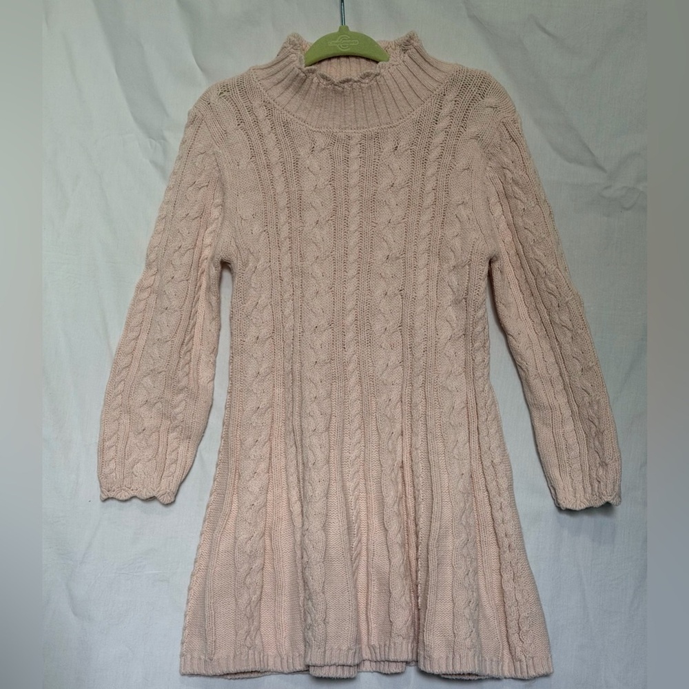 Catherine Malandrino Blush Pink Cable Knit Turtleneck Tunic